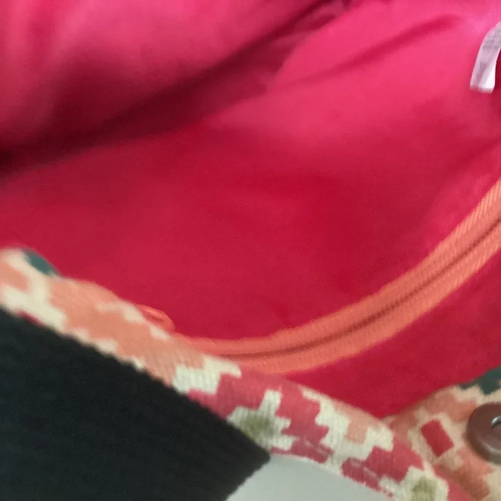 KAVU Keeper Canvas Crossbody Geometric Pattern Pink Green Beige Adjustable Strap